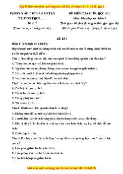 Đề thi giữa kì 1 KHTN 6 Chân trời sáng tạo (nối tiếp)- Đề 2