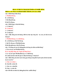 Trắc nghiệm Bài 12: Vị trí và tầm quan trọng của Biển Đông Lịch sử 11 Đúng-Sai 2025