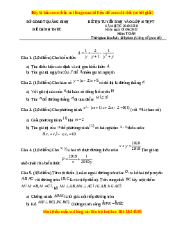 Đề thi vào 10 môn Toán tỉnh Quảng Bình năm 2020