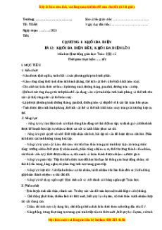 Giáo án Khối đa diện lồi và khối đa diện đều Toán 12 Hình học