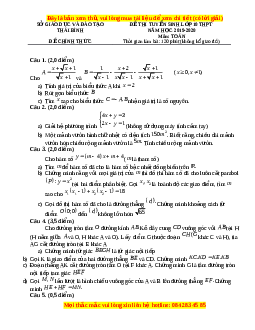 Đề thi vào 10 môn Toán tỉnh Thái Bình năm 2020