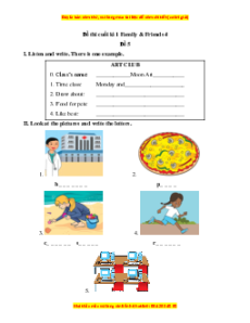 Đề thi cuối kì 1 Tiếng Anh lớp 4 Family and Friends (Đề 5 kèm file nghe)