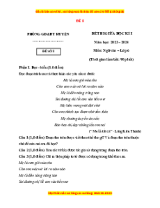 Đề thi giữa kì 1 Ngữ văn 6 Cánh diều (đề 8)