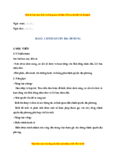 Giáo án Bài 13 KTPL 10 Cánh diều: Chính quyền địa phương