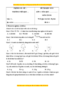 Đề thi cuối kì 2 Toán lớp 4 Kết nối tri thức (Đề 4)