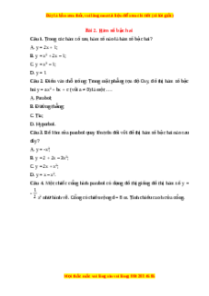 Trắc nghiệm Hàm số bậc hai Toán 10 Chân trời sáng tạo