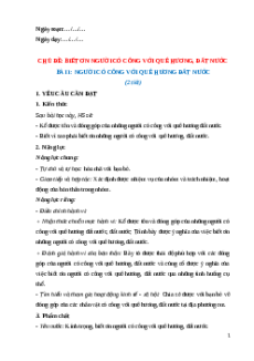 Giáo án Bài 1: Người có công với quê hương, đất nước Đạo đức lớp 5 Chân trời sáng tạo