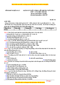 Đề thi thử Lịch Sử Sở Nghệ An lần 1 năm 2021