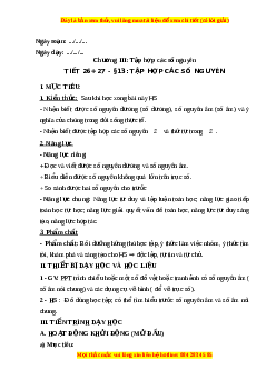 Giáo án Tập hợp các số nguyên Toán 6 Kết nối tri thức