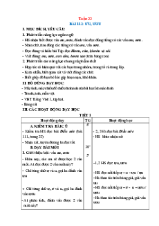 Giáo án Tuần 22 Tiếng việt lớp 1 Cánh diều