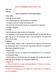 Giáo án NLS Toán 6 Kết nối tri thức Bài 29: Tính toán với số thập phân