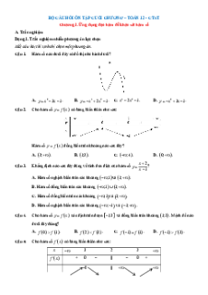 Bài tập ôn tập + Đề kiểm tra Toán 12 Chân trời sáng tạo theo chương