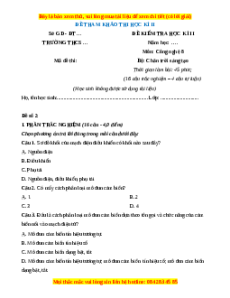Đề thi cuối kì 2 Công nghệ 8 Chân trời sáng tạo - Đề 2