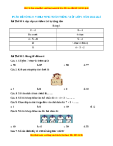 Đề thi Violympic Toán lớp 1 Vòng 9 có lời giải