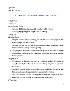 Giáo án Bài 7: Phương trình trạng thái của khí lí tưởng Vật Lí 12 Chân trời sáng tạo