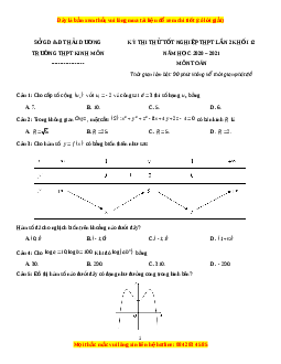 Đề thi thử Toán trường Kinh Môn năm 2021