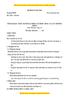 Giáo án Bài 18 Tin 11 Kết nối tri thức: Thực hành xác định cấu trúc bảng và các trường khóa