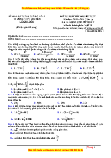 Đề thi thử Vật Lí trường Lê Quý Đôn năm 2021