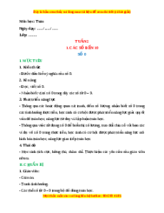 Giáo án Số 0 Toán lớp 1 Cánh diều