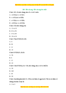 Trắc nghiệm Ước chung. Ước chung lớn nhất Toán 6 Kết nối tri thức