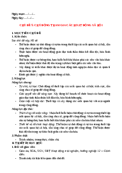Giáo án Chủ đề 5: Chủ động tham gia các hoạt động xã hội HĐTN 12 Cánh diều