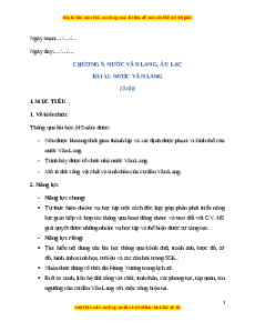 Giáo án Bài 12 Lịch sử 6 Cánh diều (2024): Nước Văn Lang