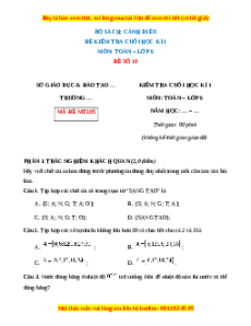 Đề thi cuối kì 1 Toán 6 Cánh diều (Đề 10)