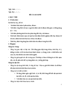 Giáo án Bài 23 KHTN 9 Kết nối tri thức (2024): Alkane