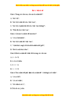 Trắc nghiệm Mệnh đề Toán 10 Chân trời sáng tạo