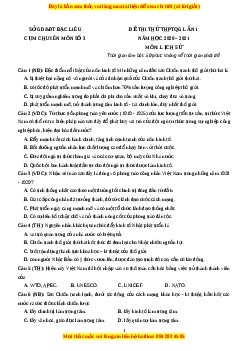 Đề thi thử Lịch Sử Sở Bạc Liêu lần 1 năm 2021