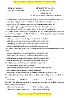 Đề thi thử Lịch Sử Sở Bạc Liêu lần 1 năm 2021