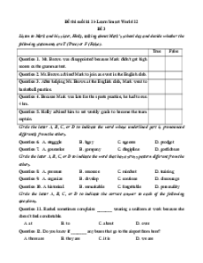 Đề thi Cuối kì 1 Tiếng Anh 12 Ilearn Smart world (Đề 3 kèm file nghe)