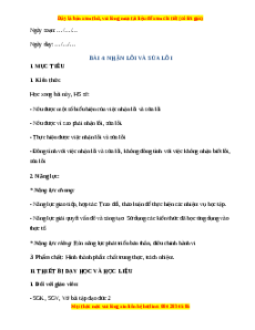 Giáo án Bài 4 Đạo đức lớp 2 Cánh diều: Nhận lỗi và sửa lỗi