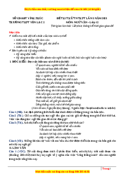 Đề thi thử Ngữ văn trường Hương Khê - Hà Tĩnh lần 1 năm 2023