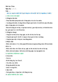 Giáo án Nhân một số thập phân với một số tự nhiên Toán lớp 5 Chân trời sáng tạo