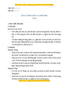 Giáo án Bài 13 Lịch sử 8 Cánh diều (2024): Trung Quốc và Nhật Bản