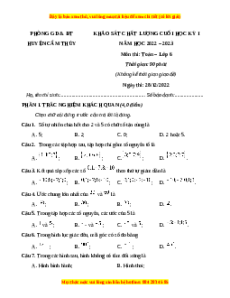 Đề thi cuối kì 1 Toán 6 Kết nối tri thức Phòng GD&ĐT Huyện Cẩm Thủy - Thanh Hóa