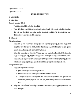 Giáo án Bài 28 Sinh học 12 Kết nối tri thức: Hệ sinh thái
