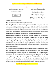 Đề thi cuối kì 1 Ngữ văn 6 Cánh diều (đề 7)