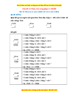 Giải Sgk Toán lớp 3 Bài 70: Nhân số có năm chữ số với số có một chữ số (Kết nối tri thức)