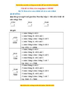 Giải Sgk Toán lớp 3 Bài 70: Nhân số có năm chữ số với số có một chữ số (Kết nối tri thức)