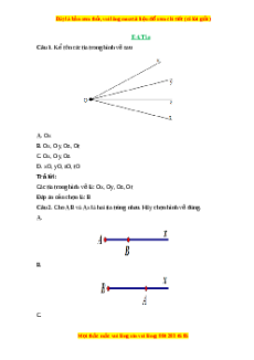 Trắc nghiệm Tia Toán 6 Cánh diều