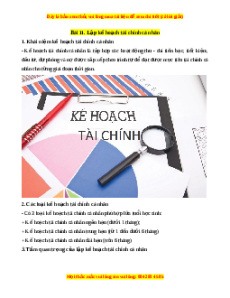 Lý thuyết Kinh tế pháp luật 10 Chân trời sáng tạo Bài 11: Lập kế hoạch tài chính cá nhân