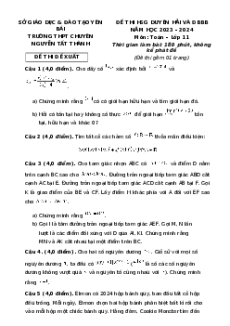 Đề thi HSG Toán 11 Trường THPT Chuyên Nguyễn Tất Thành - Yên Bái
