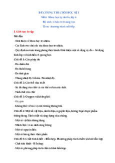 Đề cương Cuối kì 1 KHTN 6 Chân trời sáng tạo (nối tiếp)