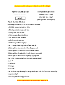 Đề thi giữa học kì 2 Ngữ Văn 7 Chân trời sáng tạo (Đề 7)