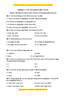 Trắc nghiệm Bài tập tính chất hóa học của oxit và khái quát phân loại oxit Hóa học 9