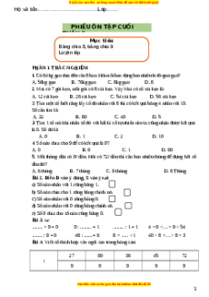 Bài tập cuối tuần Toán lớp 3 Tuần 8 Cánh diều (có lời giải)