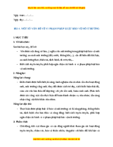 Giáo án GDQP 11 Bài 4 (Cánh diều): Một số vấn đề về vi phạm pháp luật bảo vệ môi trường
