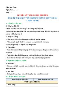 Giáo án Thực hành và trải nghiệm với một số đơn vị đo đại lượng Toán lớp 5 Kết nối tri thức